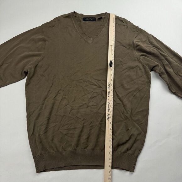 Greg Norman Green/Brown Knit V-Neck Long Sleeve Sweater Size XL Golf Cotton - Picture 3 of 12